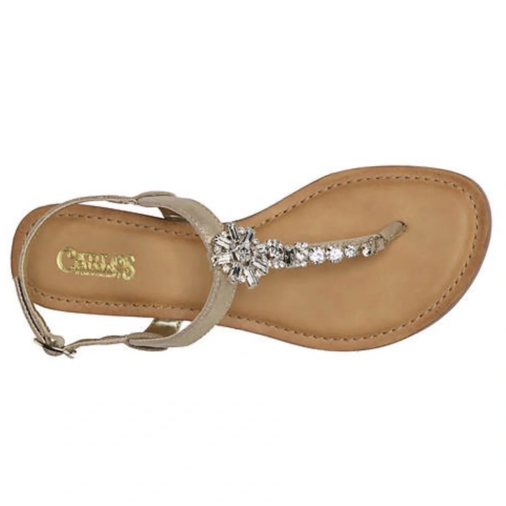 Carlos Santana Tamron Rhinestone Gold Wedge Sandals, Sz 7 - Picture 6 of 10